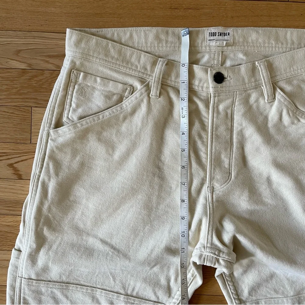 Todd Snyder Italian Stretch Moleskin Double Knee Carpenter Pants in Ecru - Picture 9 of 12